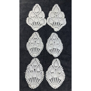 Lot Of 6 Pineapple crochet chair set doilies, fan motifs Handmade Granny Core